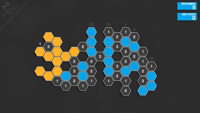 Hex cells with numbers are arranged next to each other.